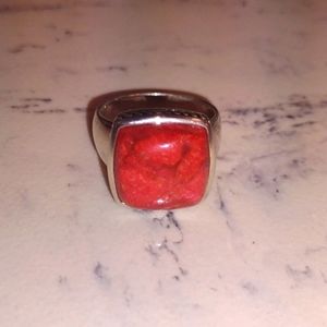 Sterling Silver Semi Precious Stone Ring size 8 and Matching Earrings Set